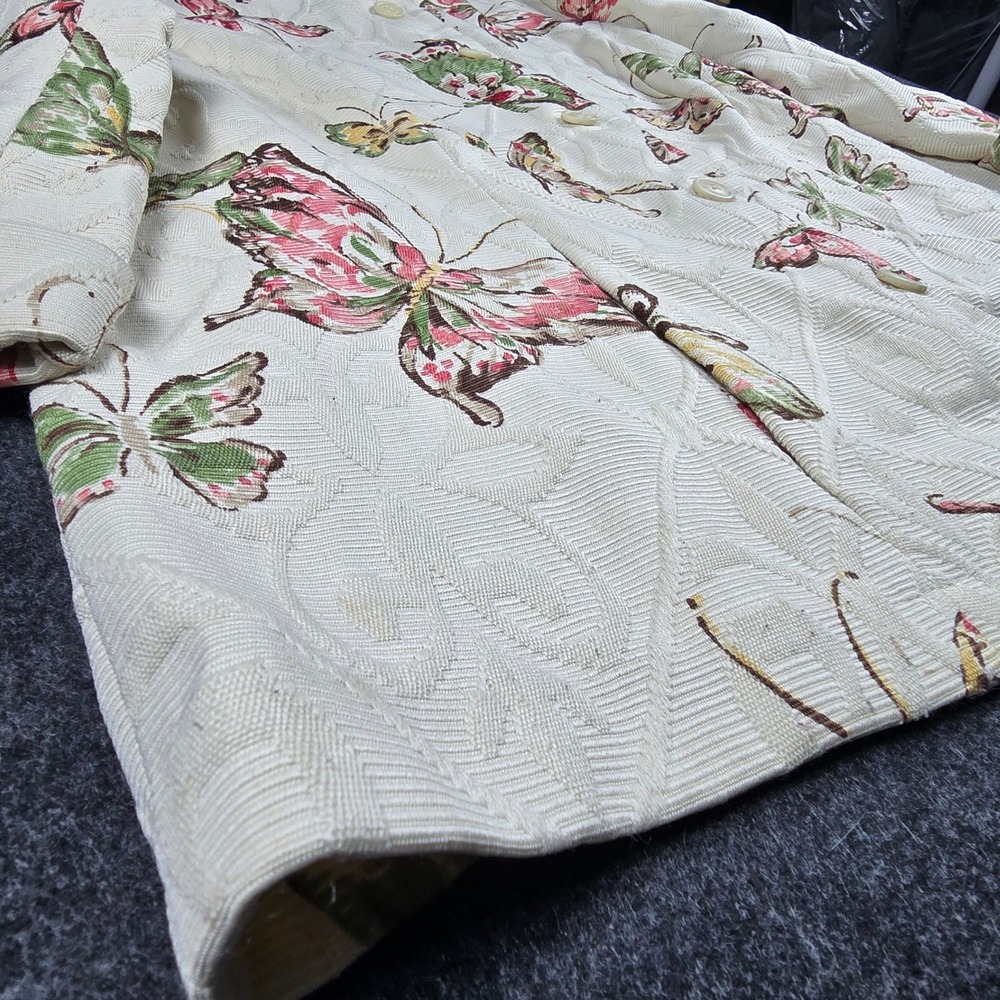 Alfred Dunner Women's Cream Butterfly Print Button Front Jacket Blazer Size 16W - Picture 2 of 9